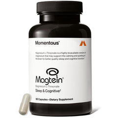 Momentous Magtein bottle pour shows capsules for cognitive support.