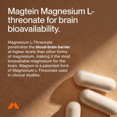 Momentous Magtein capsules in bottle illustrate daily brain health routine.