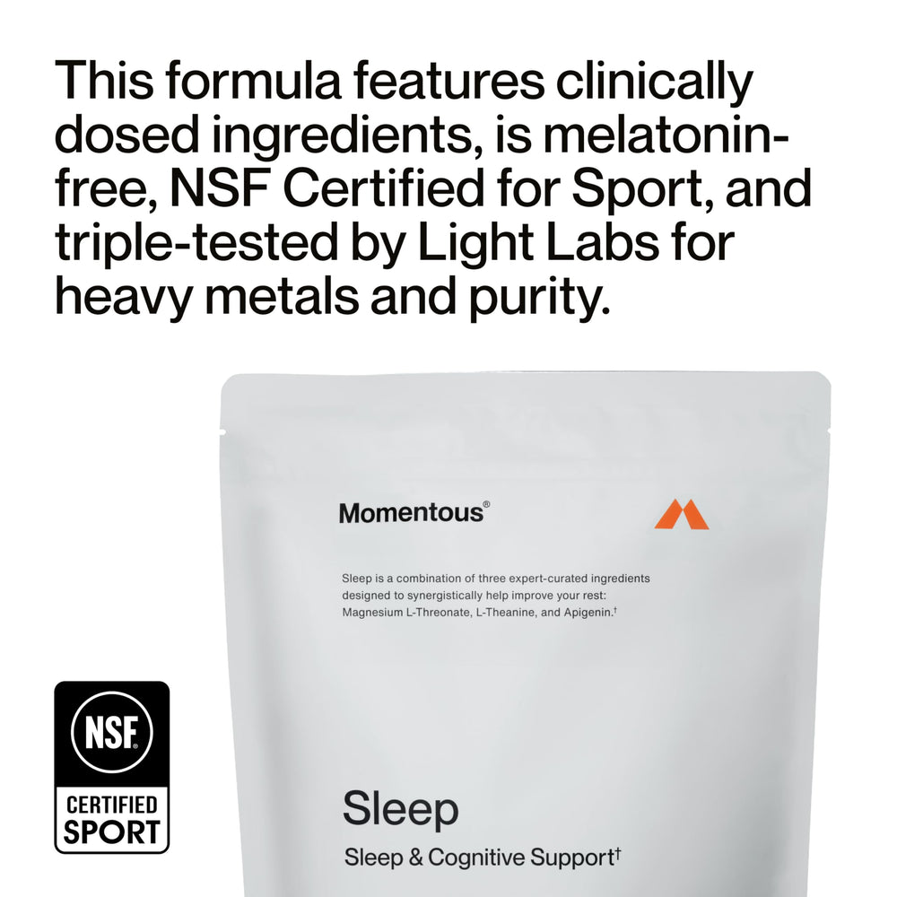 Momentous Nightly Sleep Pack capsules closeup highlights three active ingredients