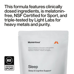 Momentous Nightly Sleep Pack capsules closeup highlights three active ingredients