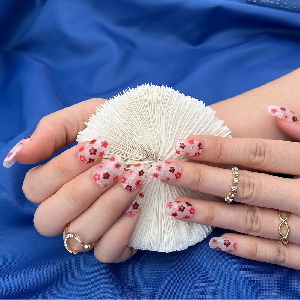 MOMSON red gel nail strips for bold glossy shine
