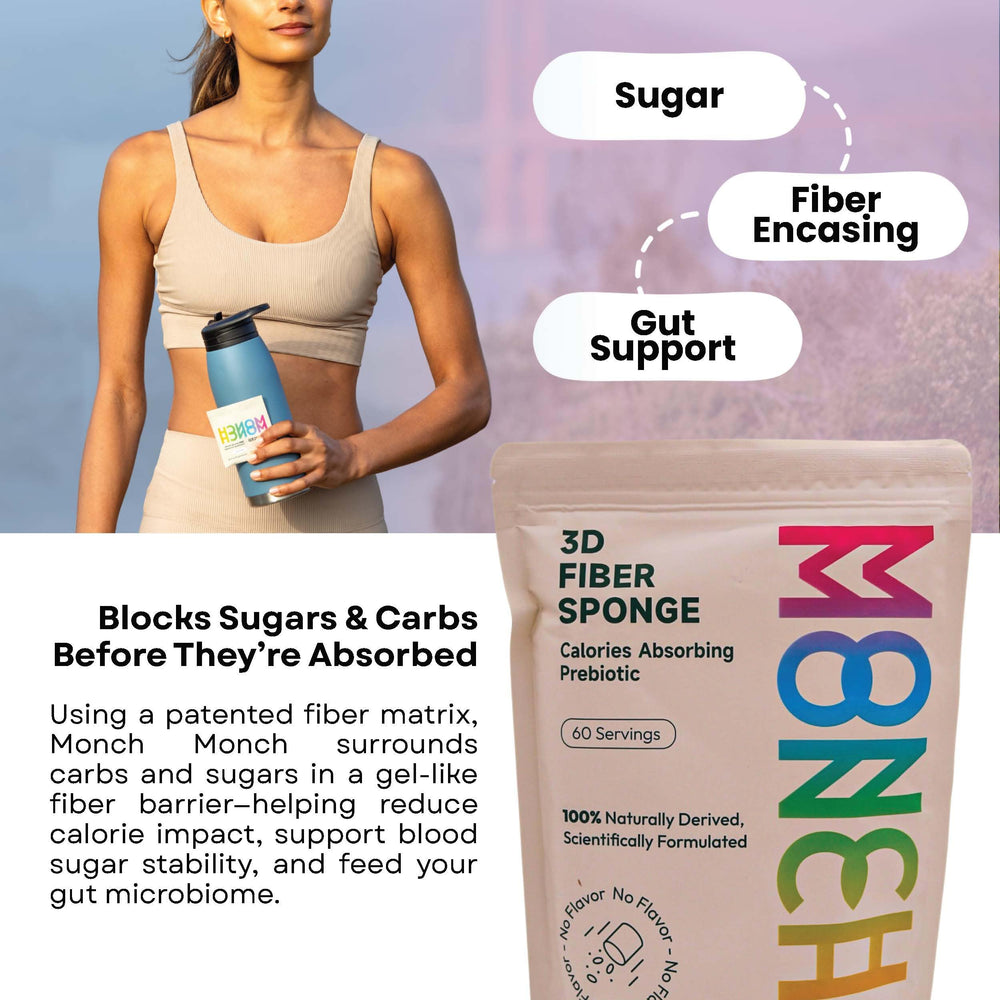 Instructions for use: mix, stir, and sip Monch Monch fiber sponge