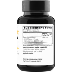 Calendula flower extract capsules 1000 mg close-up