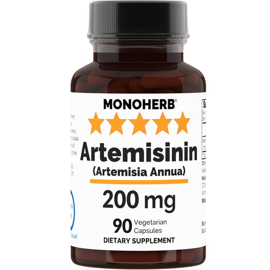 Bottle of MONOHERB Artemisinin 200 mg capsules