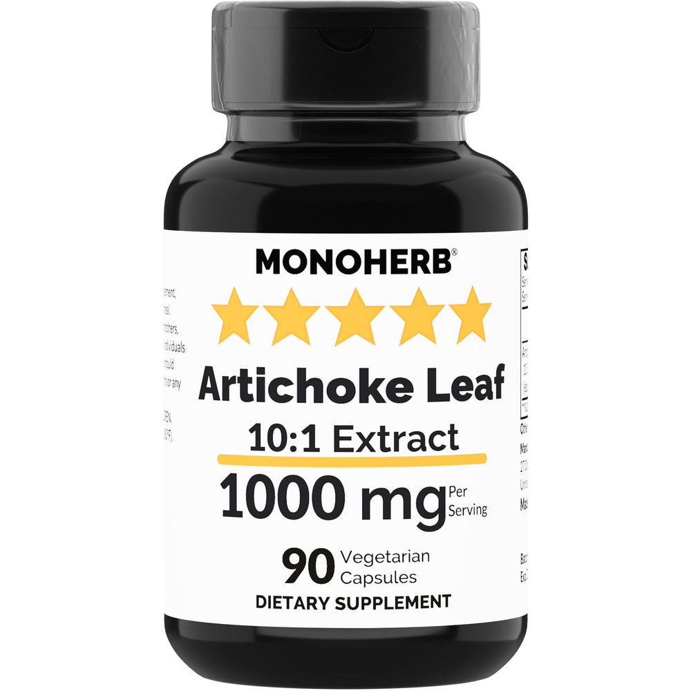 Bottle of MONOHERB Artichoke Leaf Extract 1000 mg with 90 vegetarian capsules