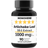 Bottle of MONOHERB Artichoke Leaf Extract 1000 mg with 90 vegetarian capsules