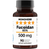 Front view of MONOHERB Fucoidan 85% 500 mg bottle