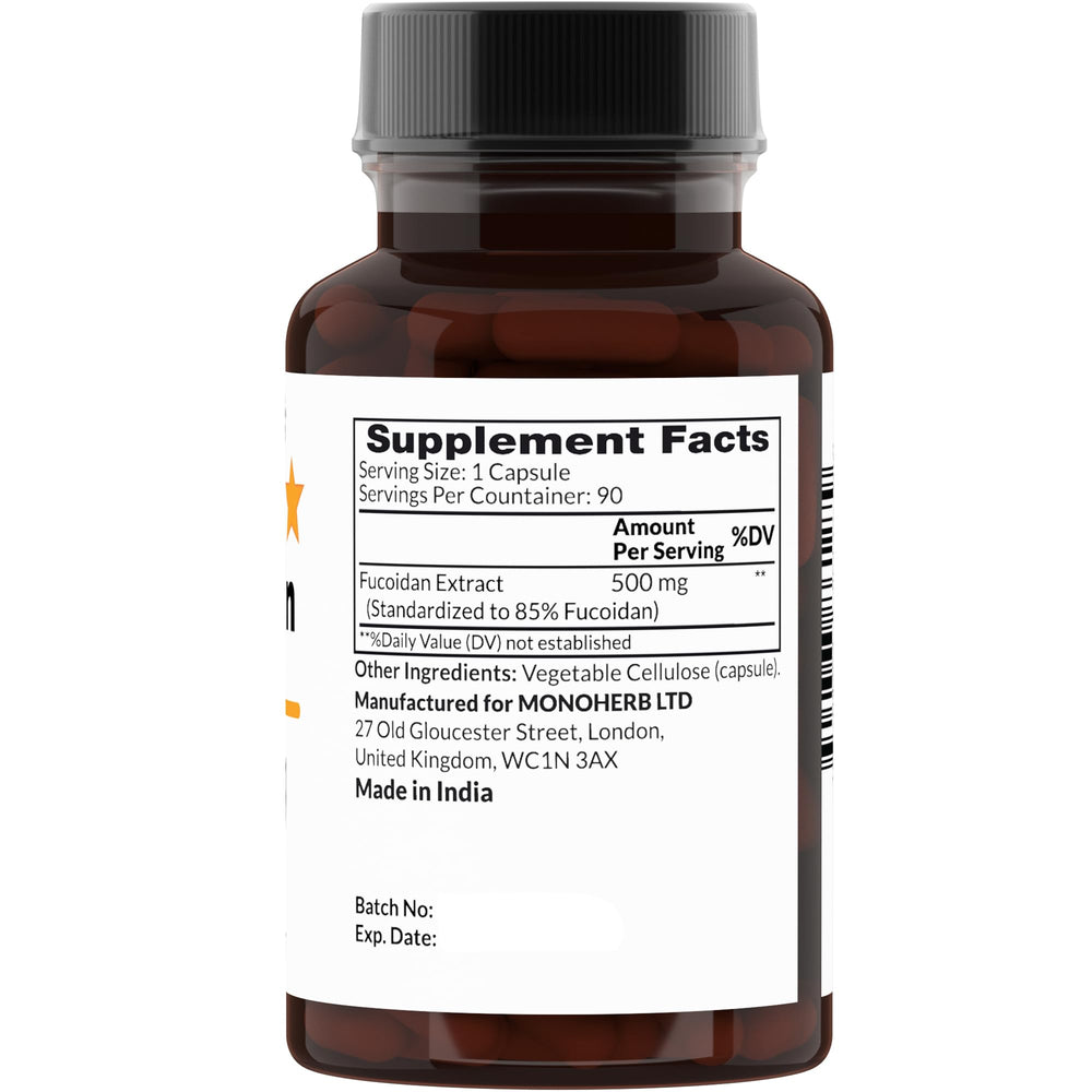 Close-up of Fucoidan 85% label