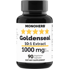 MONOHERB Goldenseal Extract 1000 mg bottle - 90 vegetarian capsules