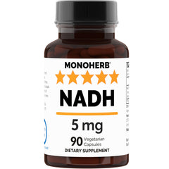 MONOHERB NADH 5 mg 90 vegan capsules bottle - product hero image