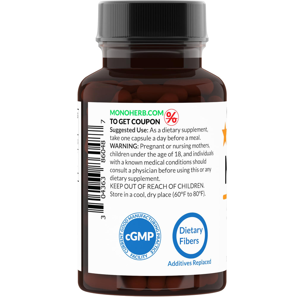 MONOHERB NADH 5 mg 90 capsules packaging label and nutrition facts