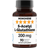 MONOHERB S-Acetyl L-glutathione 200mg bottle with 90 vegetarian capsules