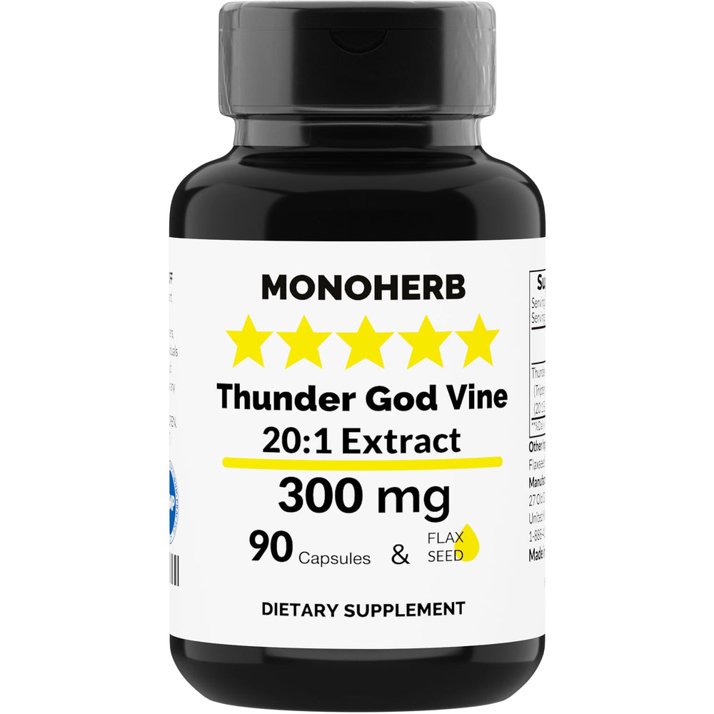 MONOHERB Thunder God Vine 300mg 20:1 extract bottle with 90 vegan capsules