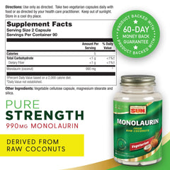 Close-up of Monolaurin 990 mg capsules