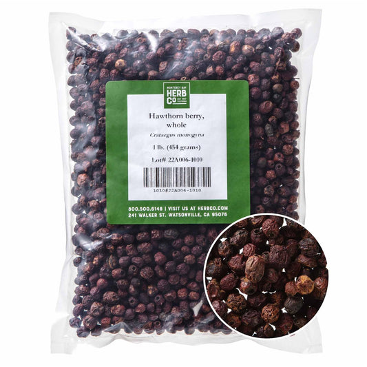 Whole dried hawthorn berries, 1 lb package