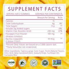 Back view of Montue Gummies bottle showing nutrition information
