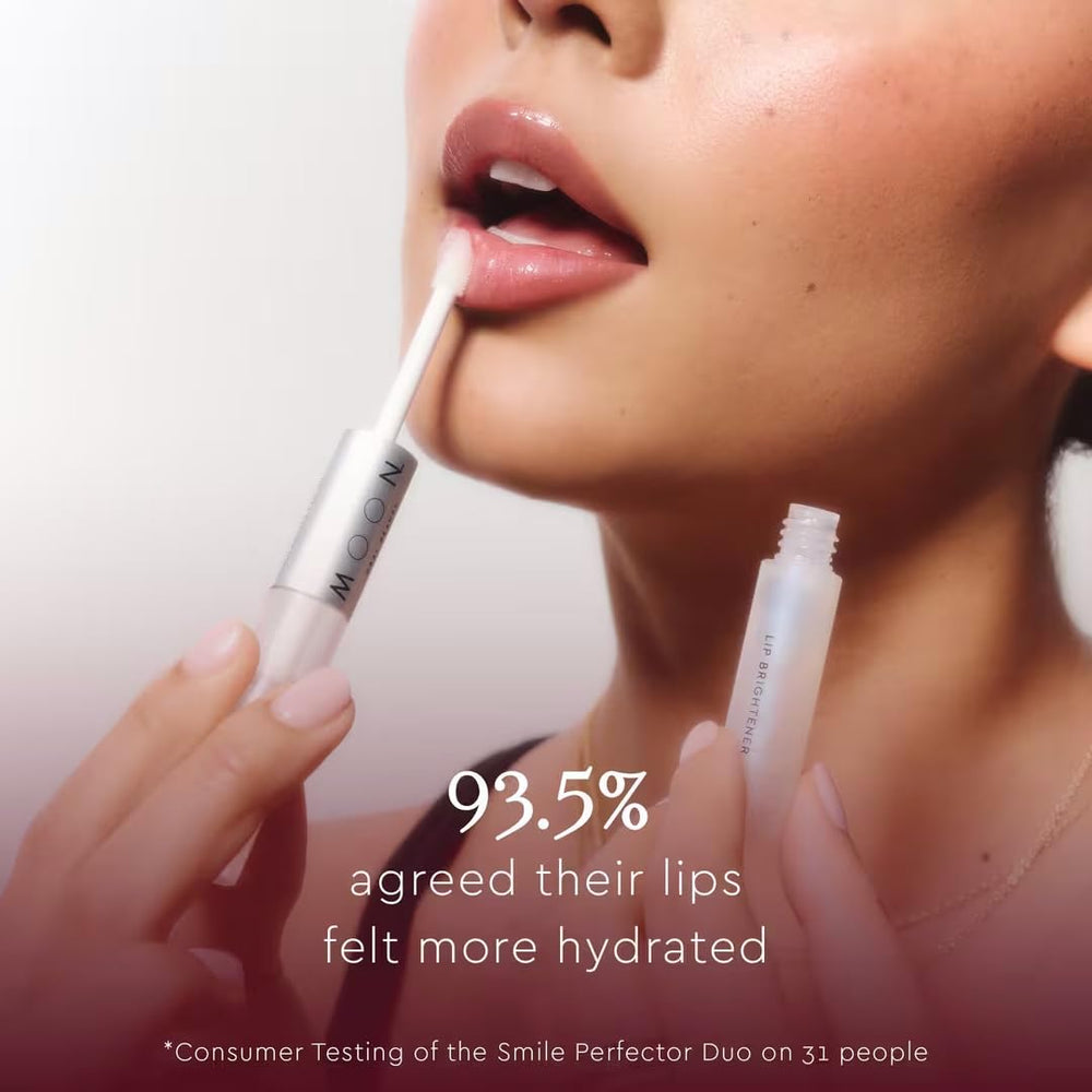 Graphic illustrating MOON's Elixir III antioxidant blend and Platinum Advanced Whitening formula