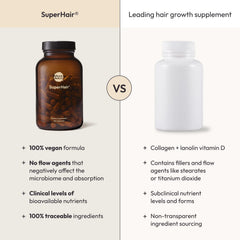 Moon Juice SuperHair ashwagandha herbs scene conveys stress-support benefits.