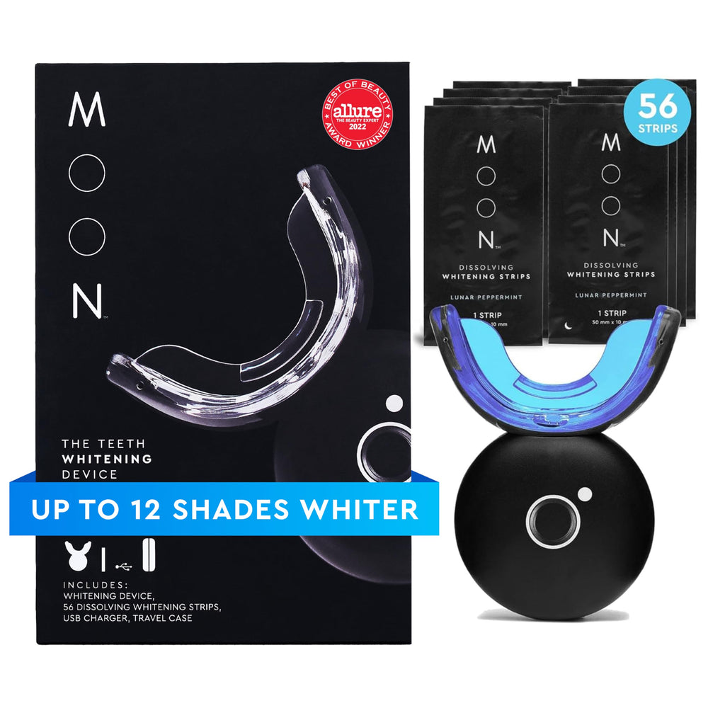 MOON LED teeth whitening device with USB charger and travel case
