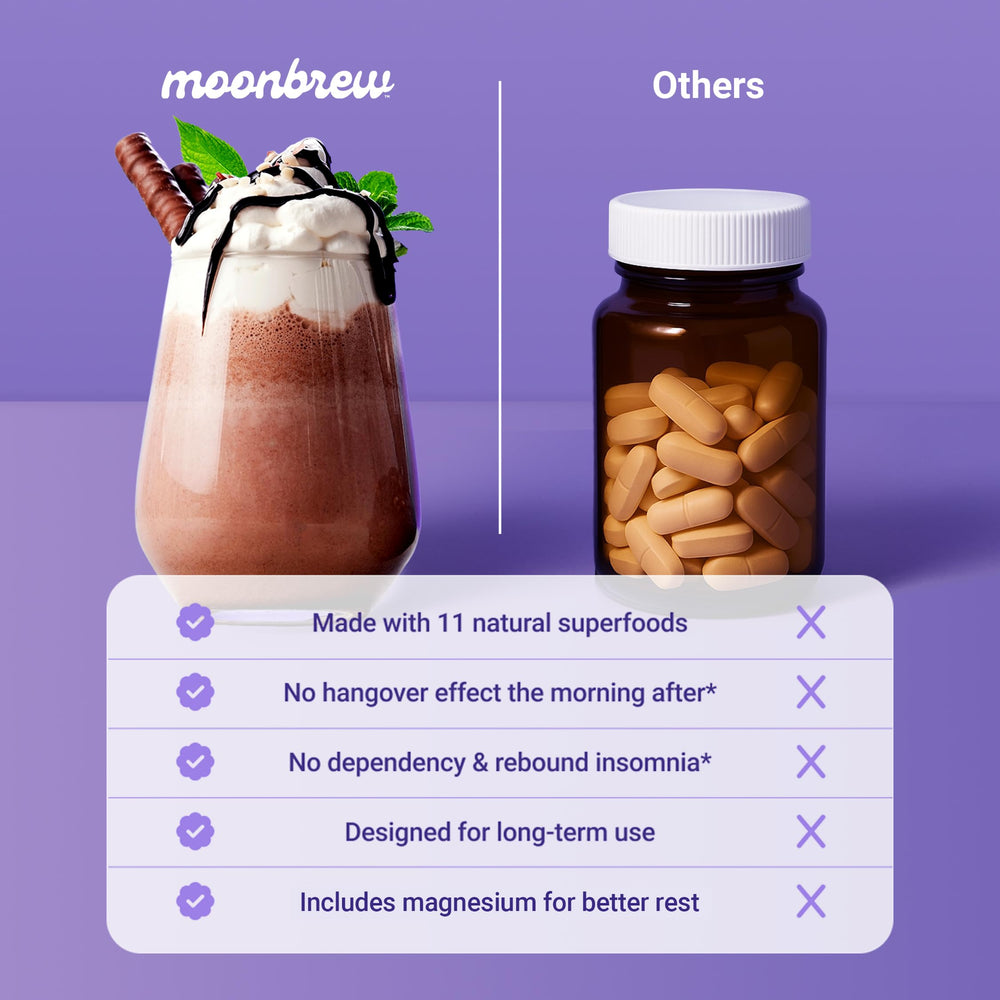 MoonBrew prepared hot coconut chocolate nighttime drink