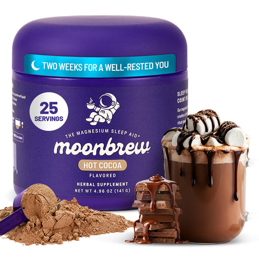 MoonBrew Nighttime Magnesium Hot Cocoa jar with label