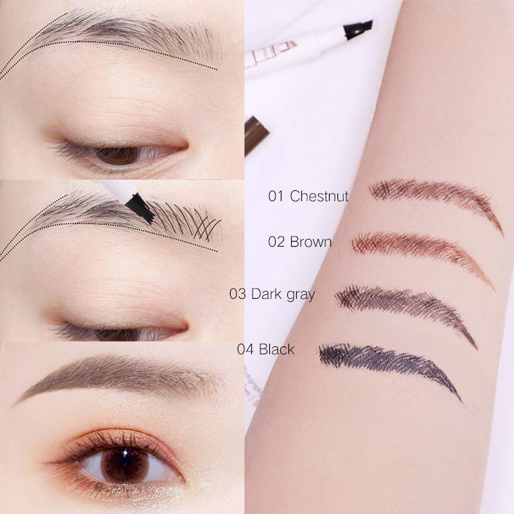 MoonKong microblading pen arch-to-tail stroke demonstrates precise brow shaping.