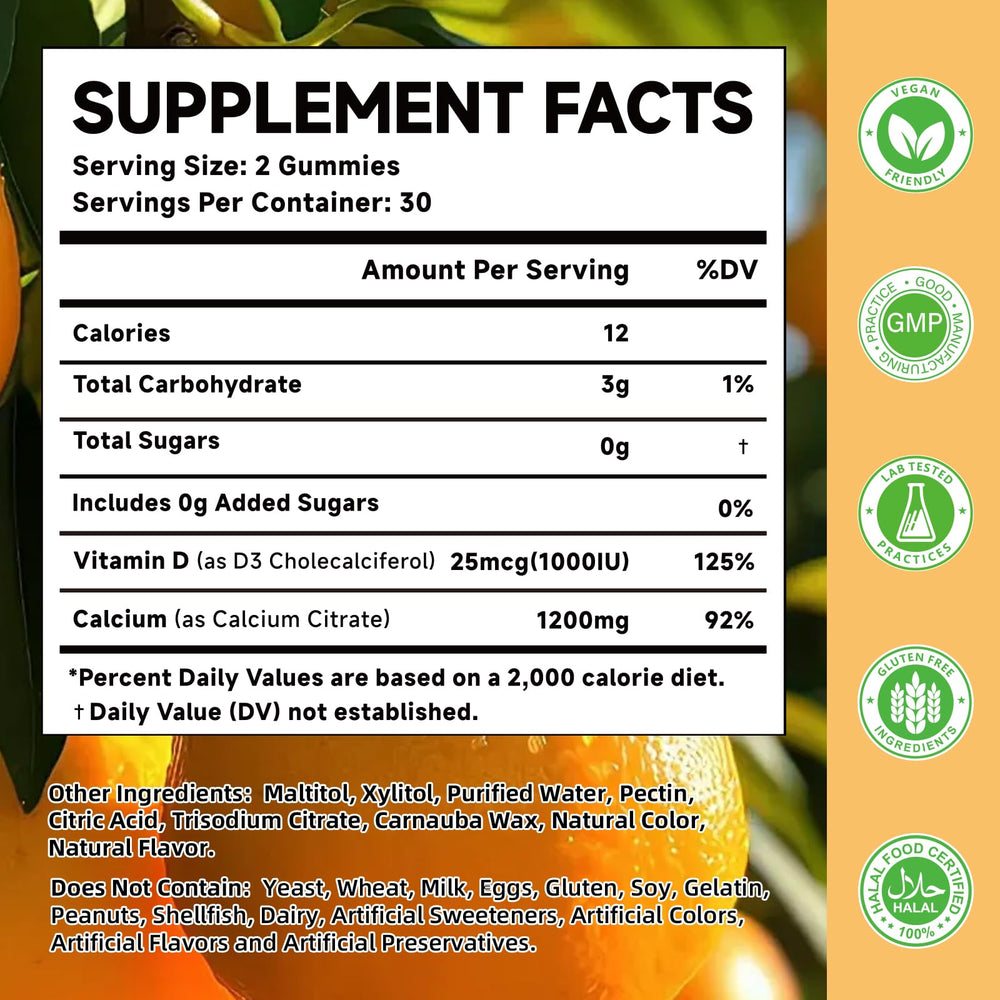 MOORGUMY Orange Calcium Citrate Gummies bottle label