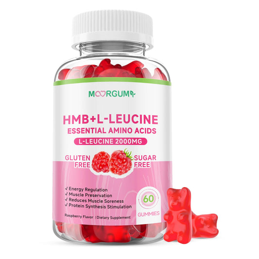 MOORGUMY HMB & L-Leucine Gummies Raspberry bottle 60 count