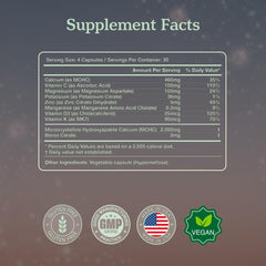 Close-up of capsules showing calcium and trace minerals
