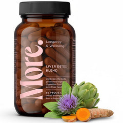 Bottle of More. Longevity & Wellbeing Liver Support & Cleanse with 60 capsules