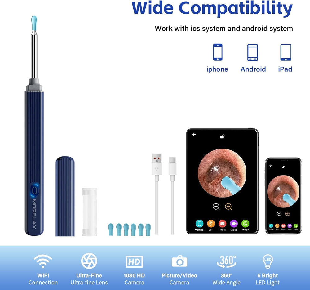 Morelax integrated ear spoon camera design minimizes accessory drops.