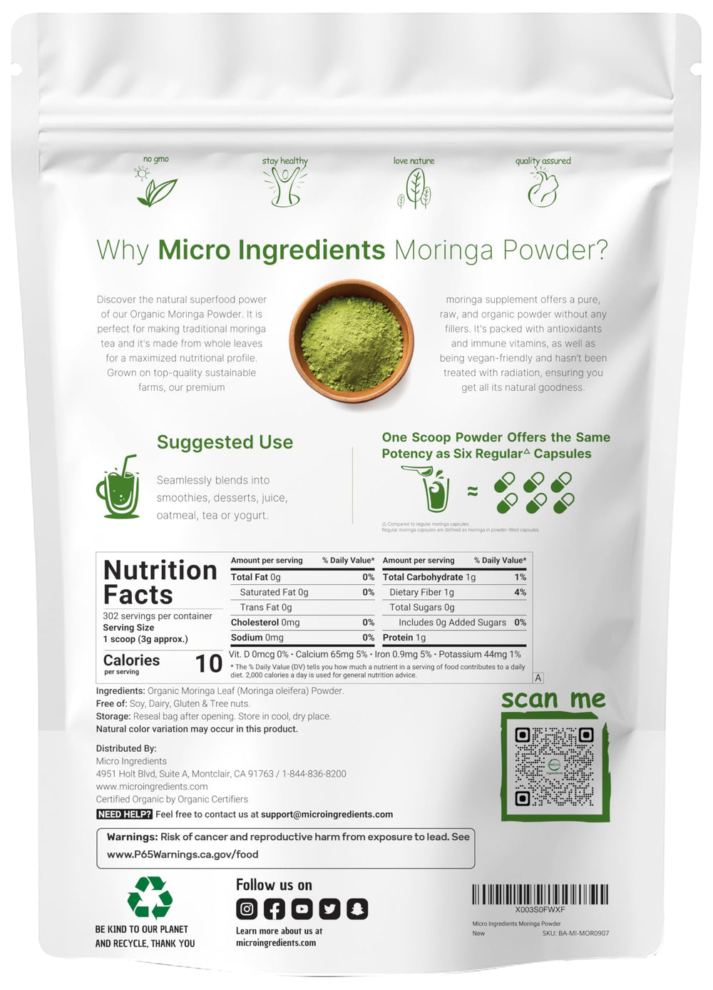 2 lb package of Moringa powder
