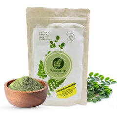 Front view of Moringa 305 Organic Moringa Leaf Powder 100g package
