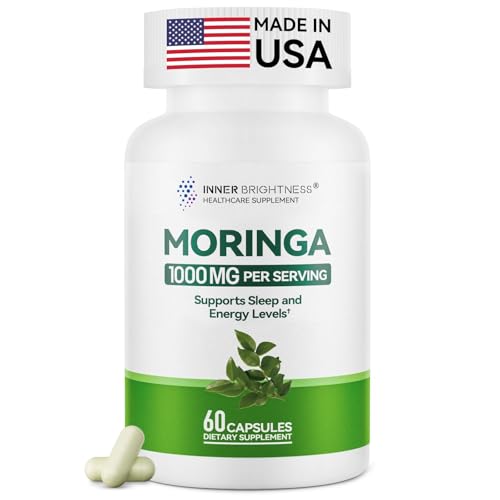 Front view of Moringa Capsules 1000mg bottle