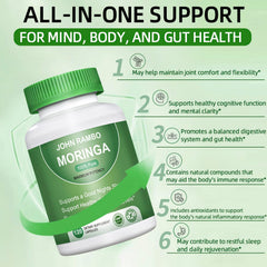 Ingredients panel close-up for Moringa capsules
