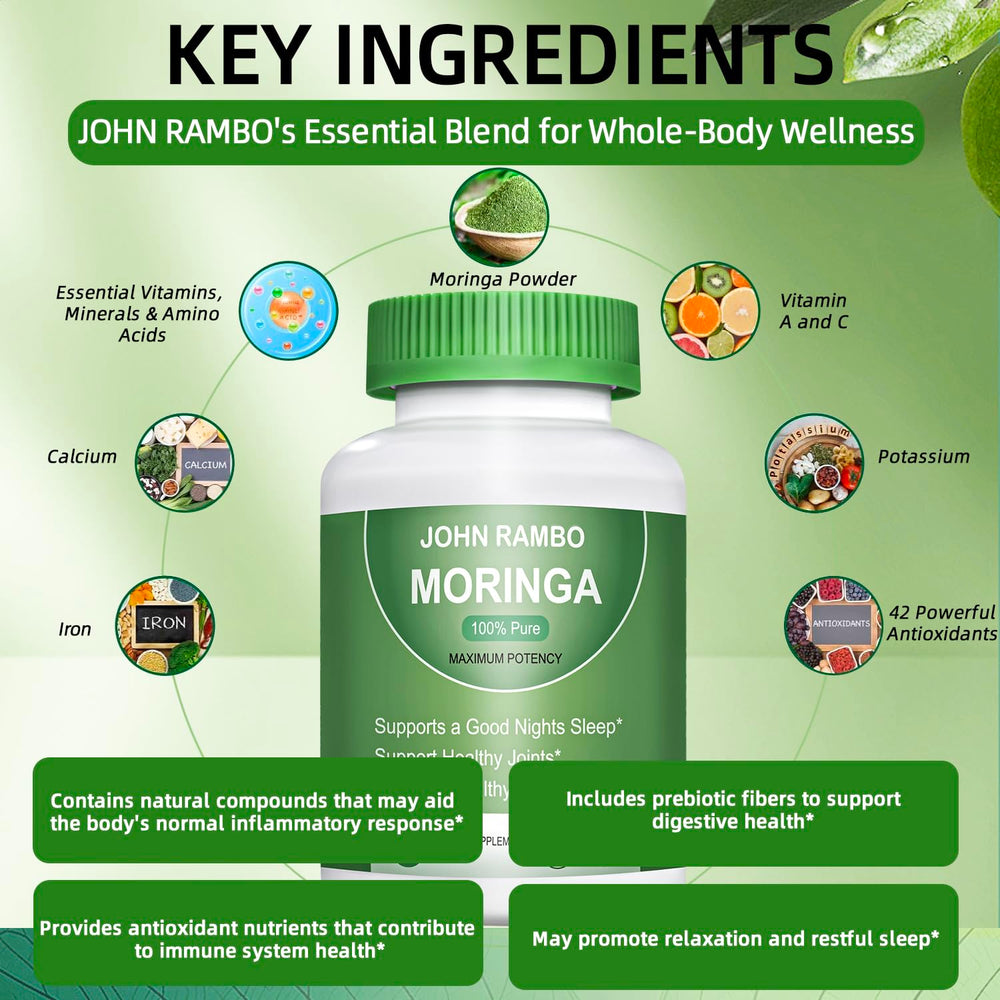 Nutrition facts panel for Moringa capsules