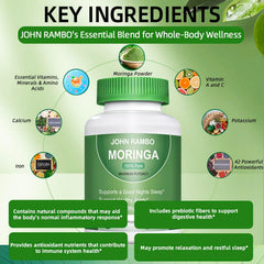 Nutrition facts panel for Moringa capsules