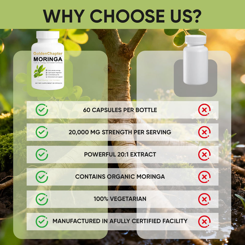 Moringa capsules highlighting natural antioxidants