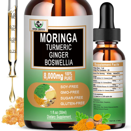 Moringa Drops bottle on white background