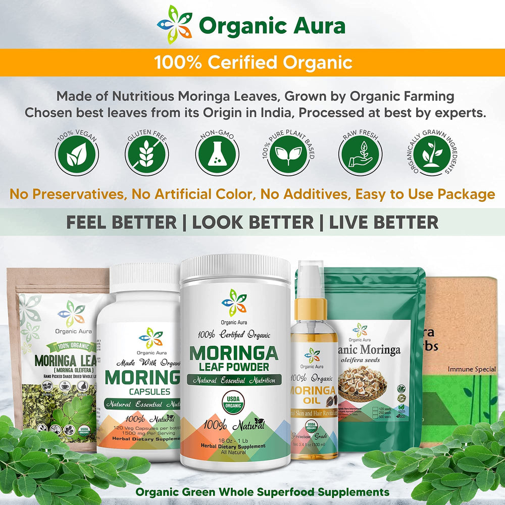 Non-GMO and gluten-free moringa powder label