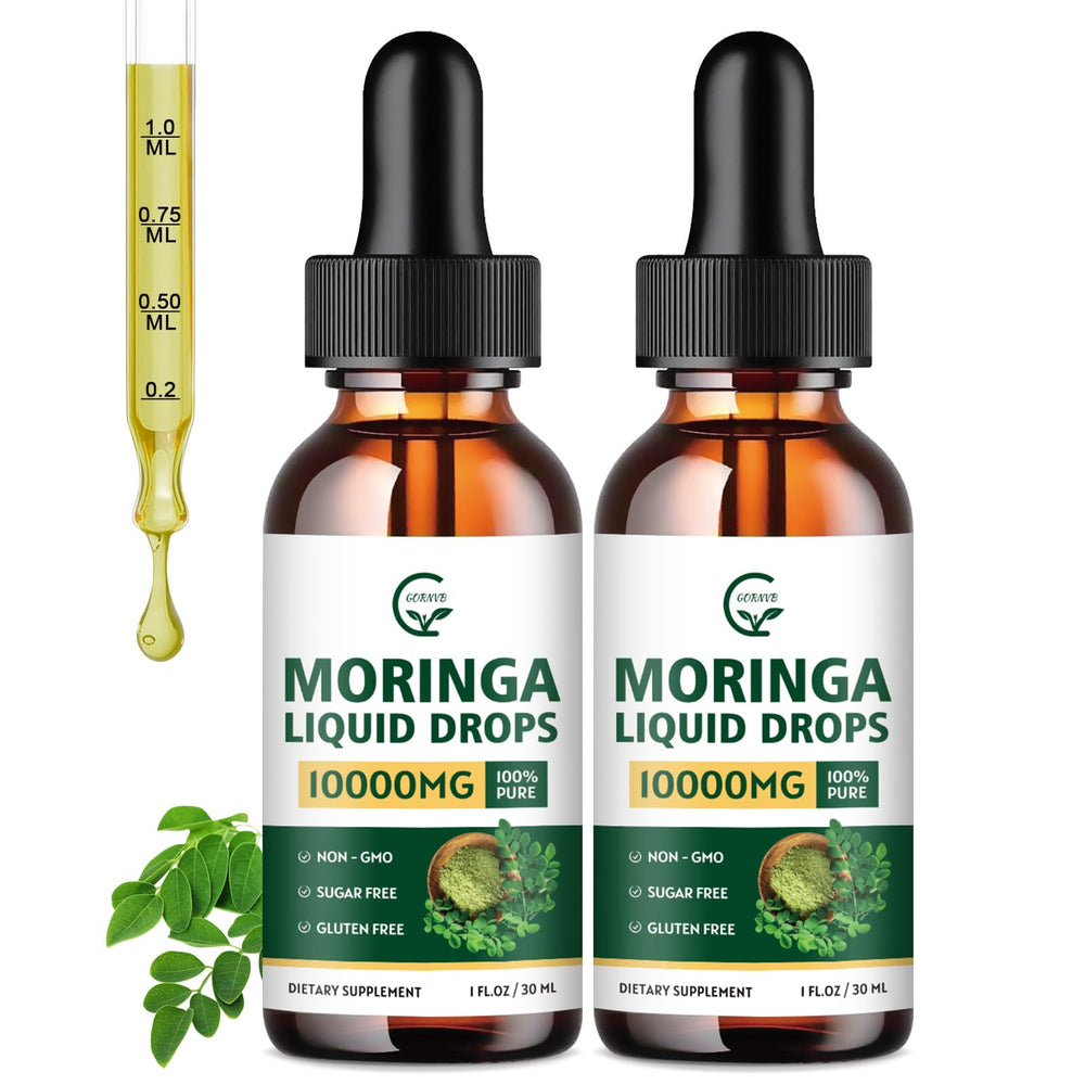 Bottle of Organic Moringa Liquid Drops, top view
