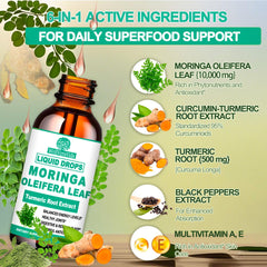 Moringa liquid drops with Vitamin C and Vitamin E for absorption
