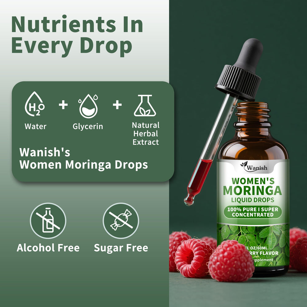 Illustration of ingredients: Moringa, turmeric, olive leaf