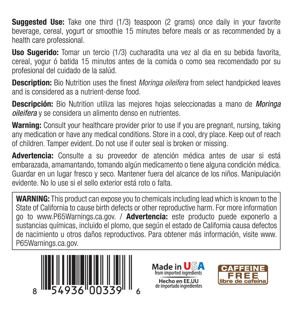 Moringa powder added to smoothies and teas