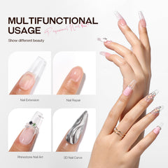 Morovan Builder Gel transparency and gloss highlight long-lasting shine.