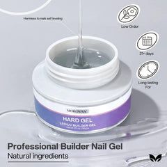 Morovan Clear Builder Gel bottle front view showing smooth self-leveling formula