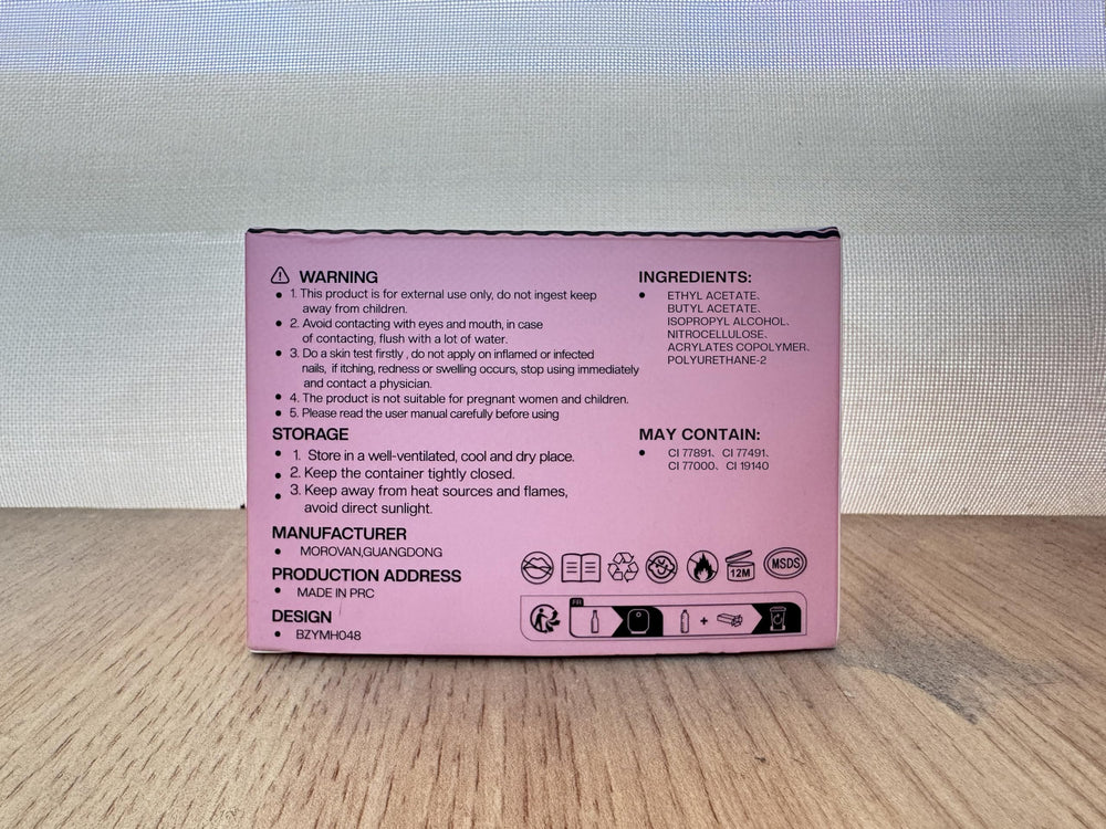 Morovan gentle non-hazardous formula supports nail health