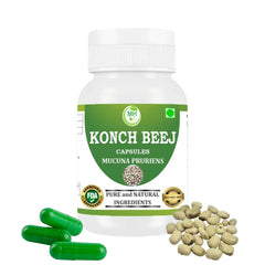 Front view of Morsan Kaunch Beej Capsules 500mg bottle