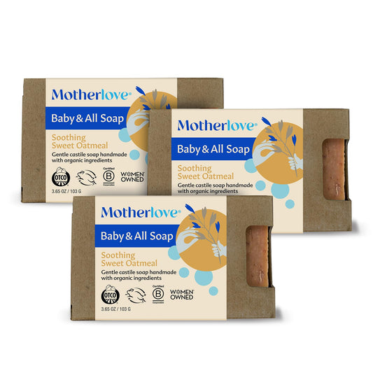 Motherlove Baby & All Soap 3-pack packaging