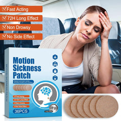 Motion Sickness Patches apply on navel—alternative placement for longer trips.